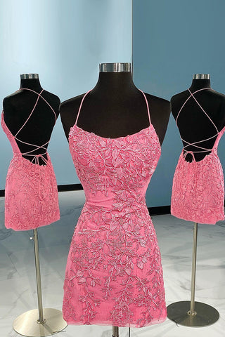 Sheath Spaghetti Straps Purple Short Homecoming Dress