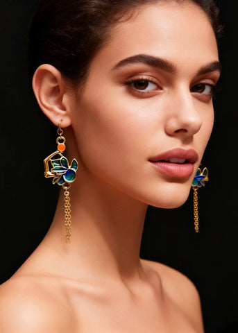 Beautiful Enamel Gilding Tassels Long Drop Earrings