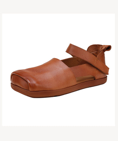 Handgemachte Retro Spleißen Plattfüße Schuhe Braun Rindsleder
