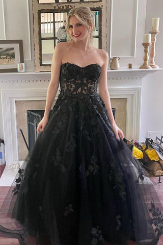 A Line Sweetheart Red Long Prom Dress with Appliques