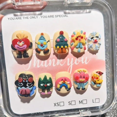 Hot SaleCute Christmas Tree 3D NailHandmade Artificial Gel Nail Press-On Nails