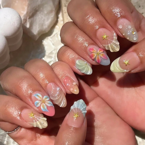 Hot SaleFrench Short Almond NailHandmade Artificial Gel Nail Press-On Nails