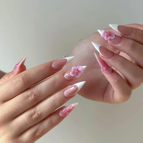 Hot SaleFrench Long Stiletto NailsHandmade Artificial Gel Nail Press-On Nails