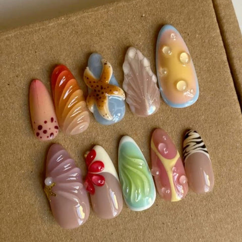 Hot SaleFashionable Starfish NailsHandmade Artificial Gel Nail Press-On Nails