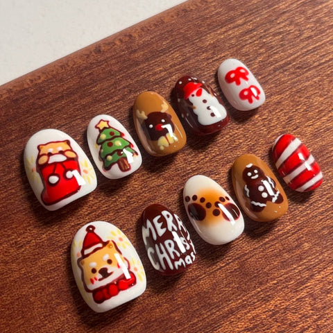 Hot SaleChristmas Nails Press On NailsHandmade Artificial Gel Nail Press-On Nails