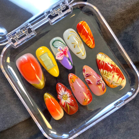 Hot SaleEncountering FlowersHandmade Artificial Gel Nail Press-On Nails
