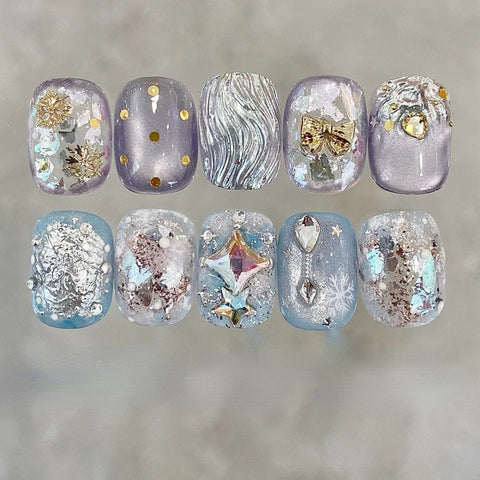 NewCelebrating Christmas with joyCarefully designed pure handmade press-on gel nails