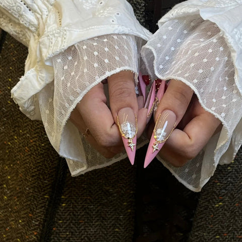 Hot SaleFrench Red Cherry NailsHandmade Artificial Gel Nail Press-On Nails