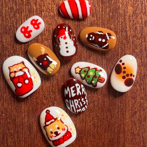 Hot SaleChristmas Nails Press On NailsHandmade Artificial Gel Nail Press-On Nails