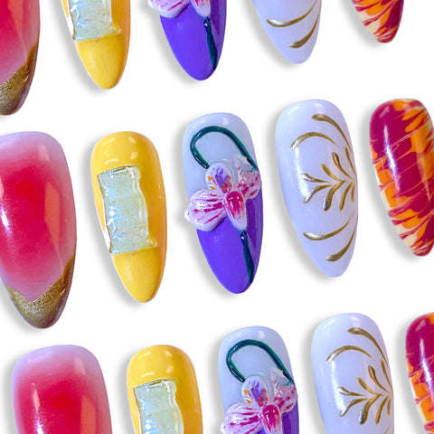 Hot SaleEncountering FlowersHandmade Artificial Gel Nail Press-On Nails
