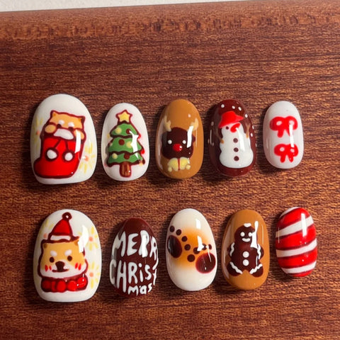 Hot SaleChristmas Nails Press On NailsHandmade Artificial Gel Nail Press-On Nails