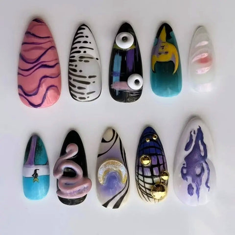 3D Line NailsCarefully designed pure handmade press-on gel nails