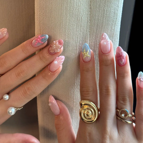 Beach Starfish Style NailsCarefully designed pure handmade press-on gel nails