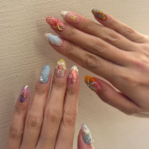 Hot SaleFrench Shiny Colorful NailsHandmade Artificial Gel Nail Press-On Nails