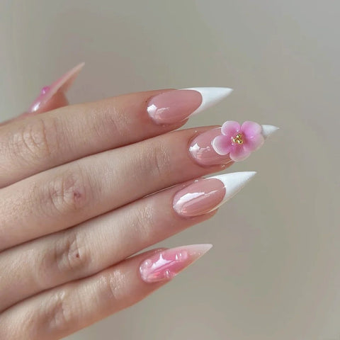 Hot SaleFrench Long Stiletto NailsHandmade Artificial Gel Nail Press-On Nails