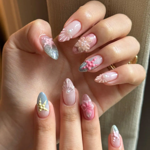 Beach Starfish Style NailsCarefully designed pure handmade press-on gel nails