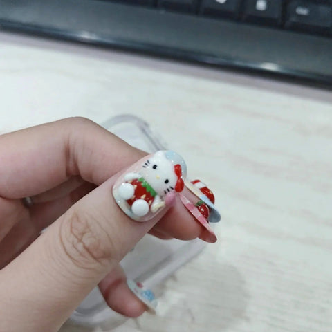 Hot SaleCute Kitty Cat 3D NailHandmade Artificial Gel Nail Press-On Nails