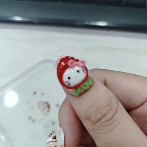 Hot SaleCute Kitty Cat 3D NailHandmade Artificial Gel Nail Press-On Nails