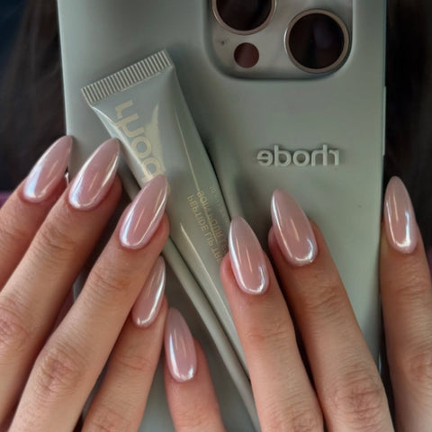 Pink Magic Mirror Solid Color Almond NailCarefully designed pure handmade press-on gel nails