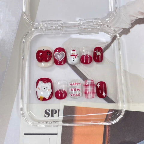 3D Christmas Cute Snowman Nail CollectionCarefully designed pure handmade press-on gel nails
