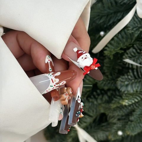 NewChristmas GingerbreadCarefully designed pure handmade press-on gel nails