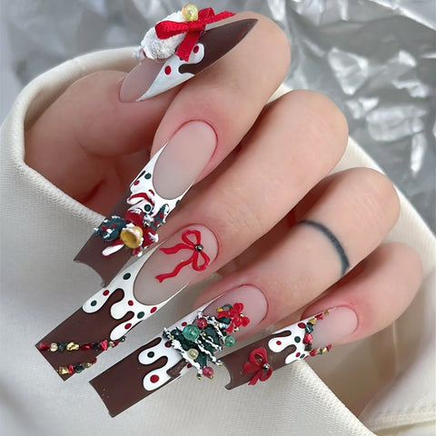 NewChristmas GingerbreadCarefully designed pure handmade press-on gel nails