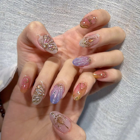 Hot SaleEnamel Butterfly NailsHandmade Artificial Gel Nail Press-On Nails