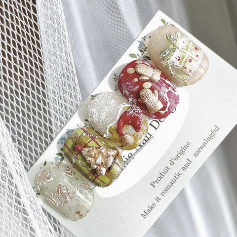 Ice and Snow World Christmas Series NailsCarefully designed pure handmade press-on gel nails