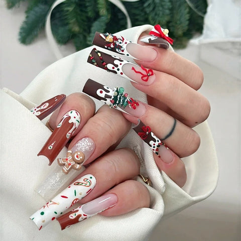 NewChristmas GingerbreadCarefully designed pure handmade press-on gel nails