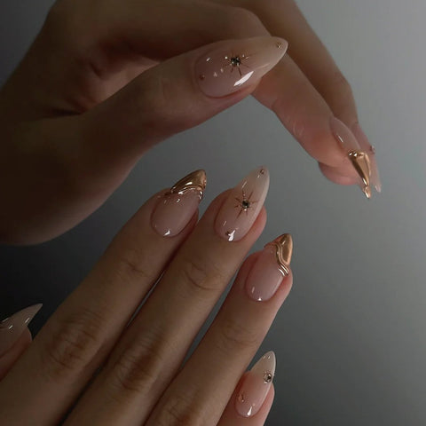 Hot SaleGold StarHandmade Artificial Gel Nail Press-On Nails