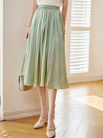 Clara French Style High Rise Vacation Full Skirt-Beige