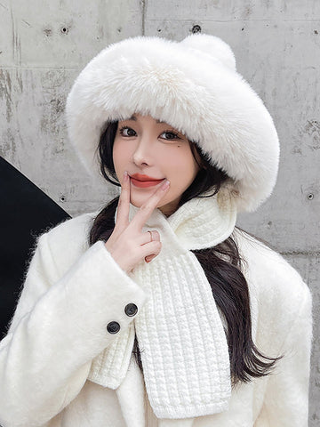 Women Winter Solid Color Korean Adult Plush Hat