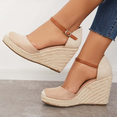 Closed Toe Espadrilles Wedges Platform Ankle Strap Dress Sandals