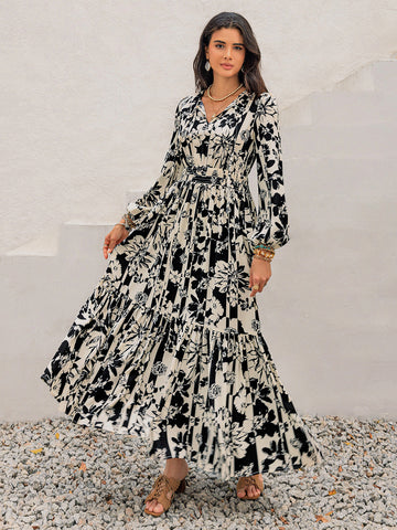 Resort Maxi-Langarmkleid