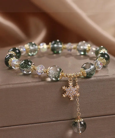 Modern Green Copper Zircon Crystal Flocos De Nieve Bracelet