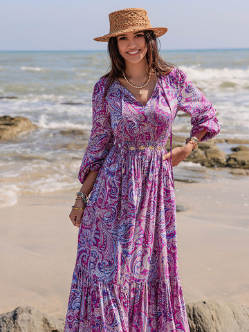Strand-Maxikleid mit Ballonärmeln