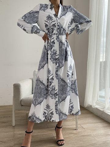 Klassisches Midikleid mit Laternenärmeln