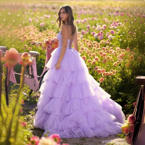 Hochwertiges lila Ballkleid für Damen, leichtes Luxus-Sling-Kuchenrock mit Spitzendekoration für Fotografie-Abendkleid 