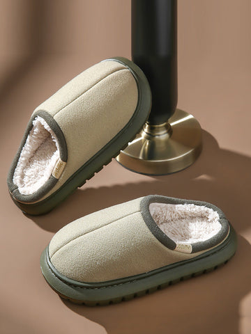 Winter Indoor Couple Pure Color Warm Plush Slippers