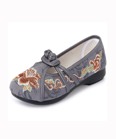 Rote flache Schuhe Baumwollstoff Boho Stickerei Spleißen