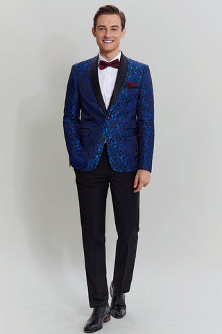 Königsblauer, zweiteiliger Slim Fit Herrenanzug mit Schalkragen