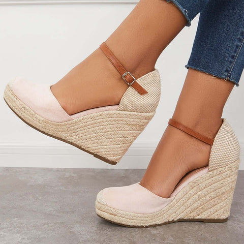 Closed Toe Espadrilles Wedges Platform Ankle Strap Dress Sandals