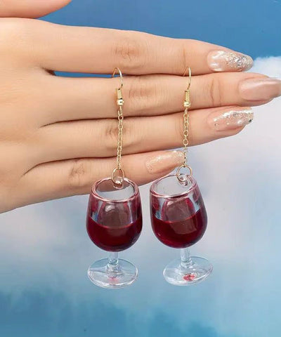 Street Personalized Creativity Red Wine Glass Earrings