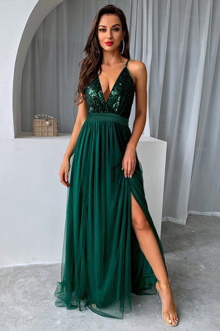 V-neck Sequin Party Dress