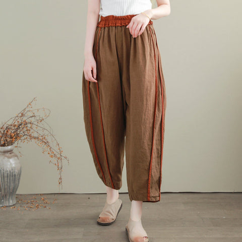 Summer Linen Patchwork Casual Loose Pants