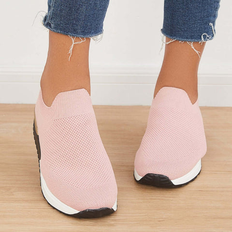 Lässige Slip-on-Strick-Loafters, atmungsaktive Wanderschuhe