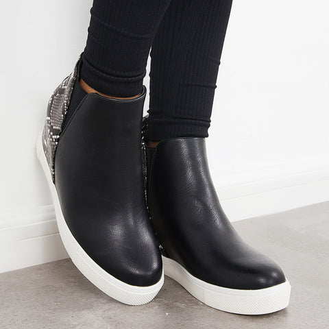 Slip on Hidden Wedge Sneakers Platform Wedge Booties