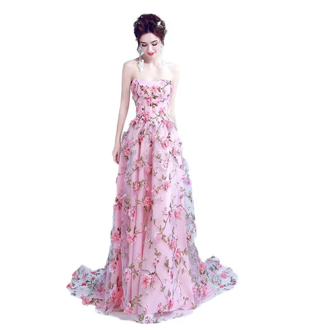 Abendkleid Herbst neue Bohnen rosa Tube Top Braut Hochzeit Bankett Jahrestagung Abendkleid 