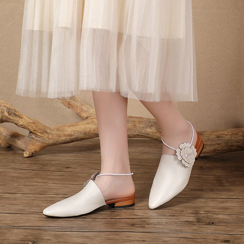 Summer Retro Leather Casual Pointed Toe Slippers