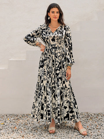 Resort Maxi-Langarmkleid